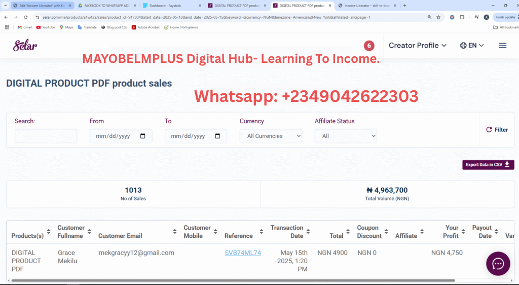 Selar sales screenshot